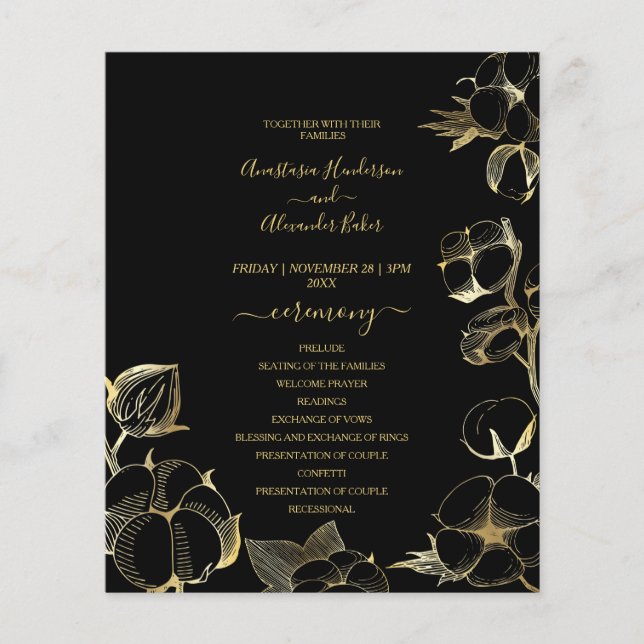 Budget elegant Wedding Program card. Flyer (Front)