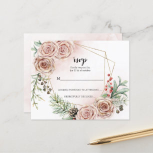 Budget Elegant Wedding RSVP Card.
