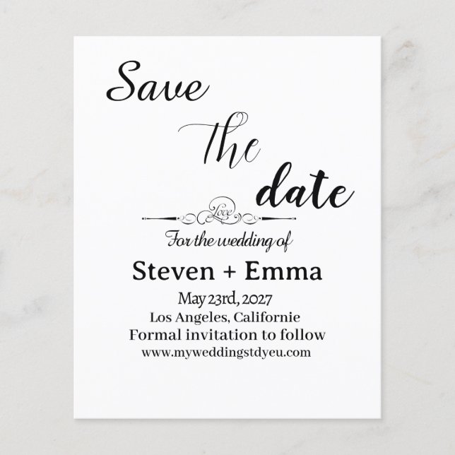 Budget elegant Wedding Save the Date stationery  Flyer (Front)