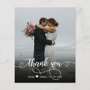 Budget Elegant Wedding Script Photo Thank You Card