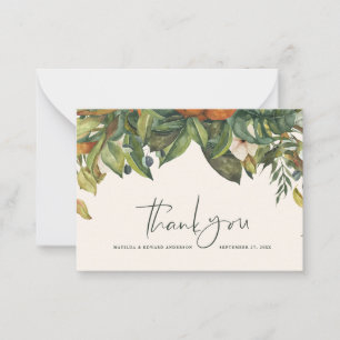 budget elegant wedding thank you citrus botanical card