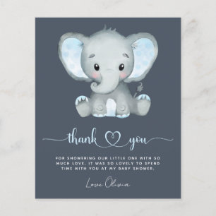 BUDGET Elephant Boy Baby shower Carte de remerciem