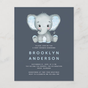 BUDGET Elephant Boy Baby Shower Invitation