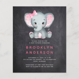 BUDGET Elephant Girl Baby Shower Invitation