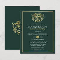 Budget Emerald & Gold Masquerade Sweet 16 Party