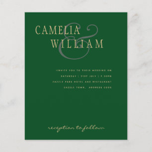 BUDGET Emerald Green Gold Ampersand Wedding Invite Flyer