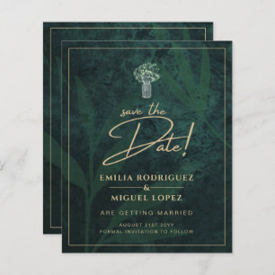 Budget Emerald Green Gold Modern Wedding Invite