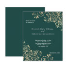 Budget Emerald Green Gold Swirl Wedding Invitation