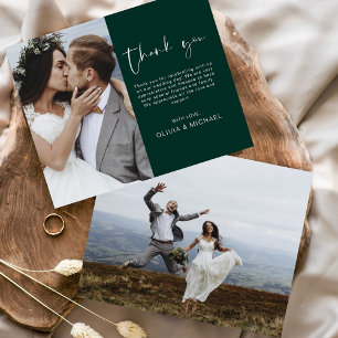 Budget Emerald Green Mariage Carte photo de Merci