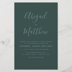 Budget Emerald Green Minimalist Wedding Invitation Flyer