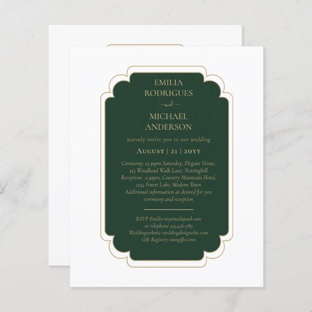 BUDGET Emerald Green Monochrome Text  (Front/Back)