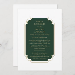 BUDGET Emerald Green Monochrome Text  Invitation