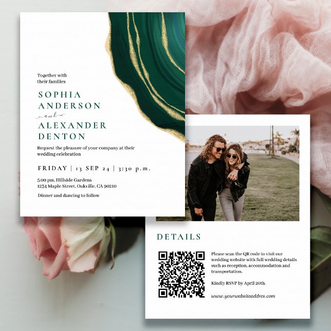 Budget emerald green  Photo QR code wedding invite (Creator Uploaded)