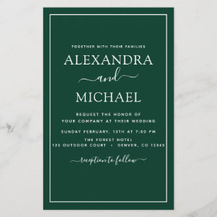 Budget Emerald Green Wedding with Photo Invitation