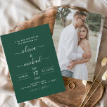 Budget Emerald Green Wedding with Photo Invitation Flyer<br><div class="desc">Budget Emerald Dark Green Wedding Spring or Summer Photo on Back Wedding Invitations - includes beautiful and elegant script typography with a modern simple and classic colour for the special Wedding day celebration.</div>