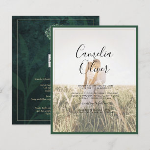 BUDGET EmeraldGreen Gold Gypsophila Wedding INVITE