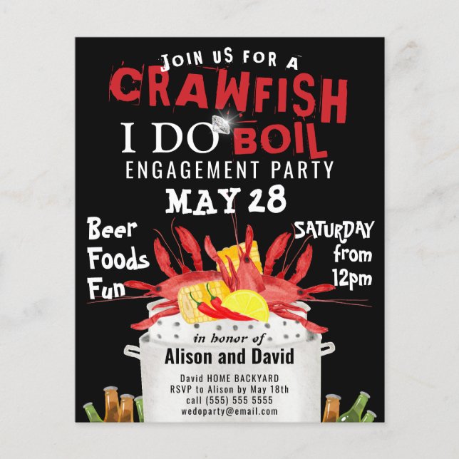 BUDGET Engagement 4 Photo Crawfish Boil Invitation (Front)