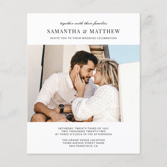 BUDGET Engagement Photo Modern Minimalist Wedding (Front)