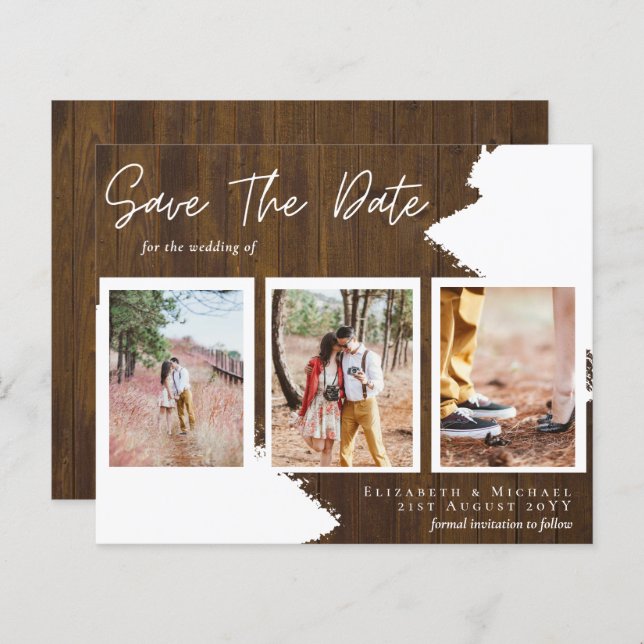 BUDGET Engagement Photo RUSTIC SAVE the DATE  (Front/Back)