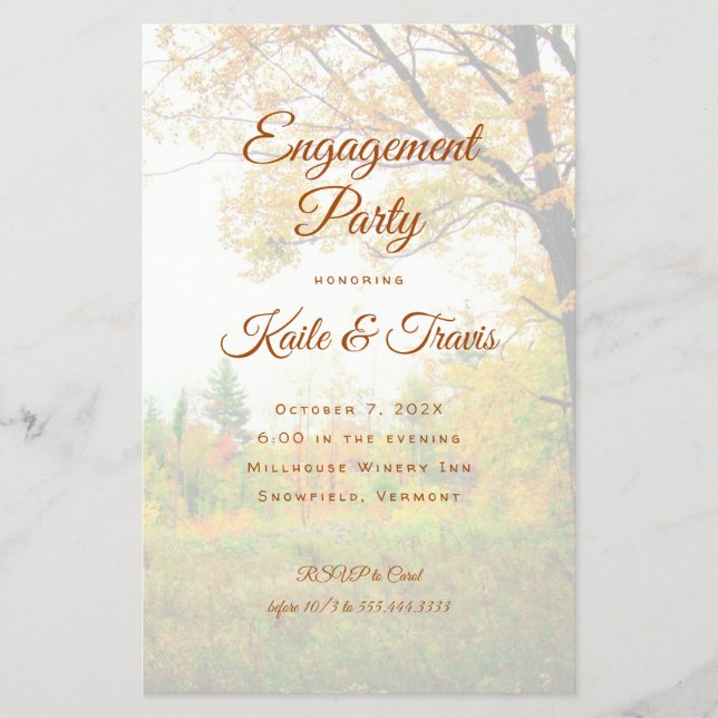 Budget Engagement Shower Autumn Scene Invitation Flyer (Front)