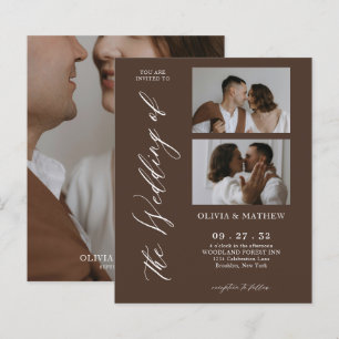 BUDGET Espresso Brown Script Photo Collage Wedding