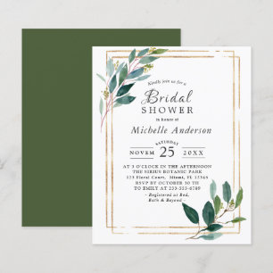 Budget  Eucaliptus Gold Bridal Shower Invitation