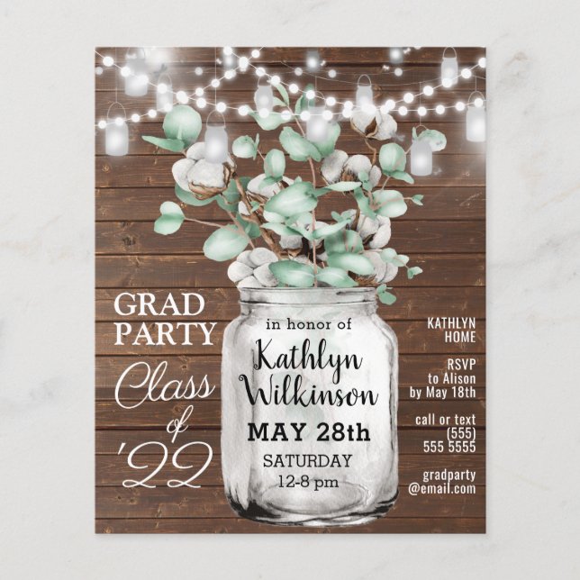 BUDGET Eucalyptus 3 Photo Graduation Invitation (Front)
