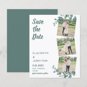 Budget Eucalyptus 3 Photo Wedding Save The Date