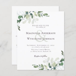 Budget Eucalyptus All In One Wedding Invitation