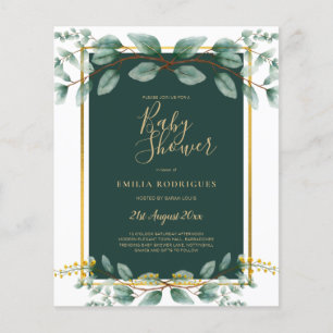 BUDGET Eucalyptus BABY SHOWER GOLD QR CODE INVITE  Flyer