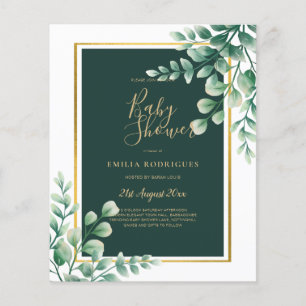 BUDGET Eucalyptus BABY SHOWER GOLD QR CODE INVITE  Flyer