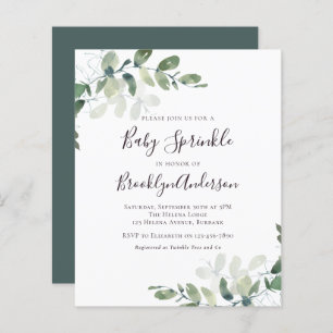 Budget Eucalyptus Baby Sprinkle Invitation