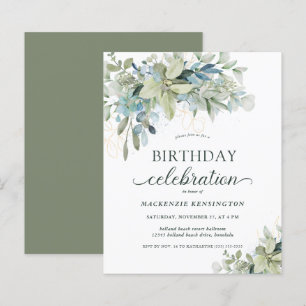 Budget Eucalyptus Birthday Celebration Invitation