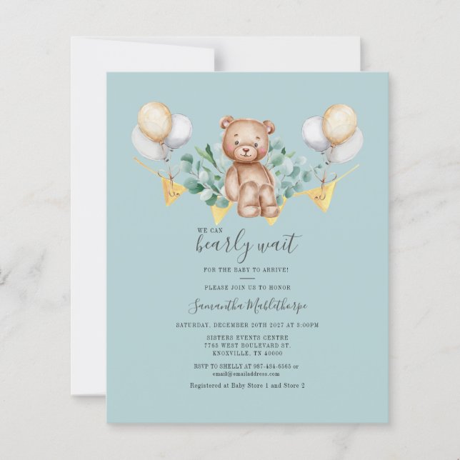 Budget Eucalyptus Botanical Baby Shower Invitation (Front)