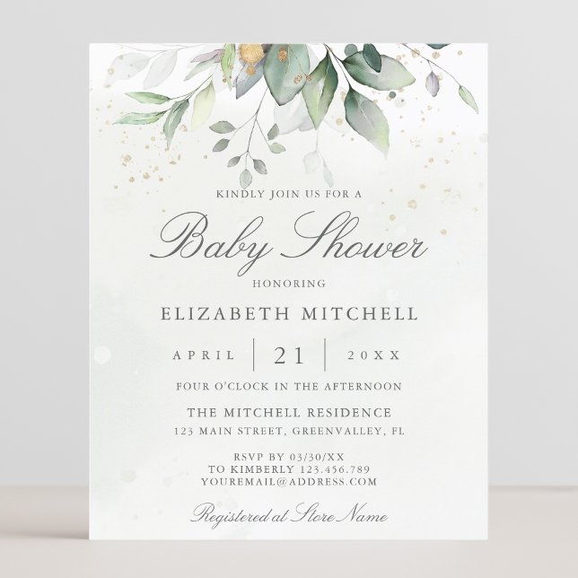 Budget Eucalyptus Botanical Baby Shower Invitation (Creator Uploaded)