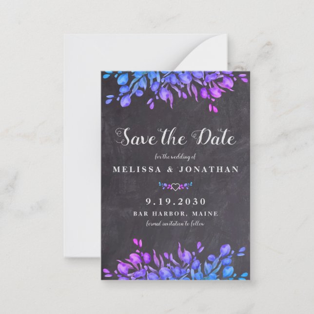 Budget Eucalyptus Botanical Slate Save The Date Card (Front)