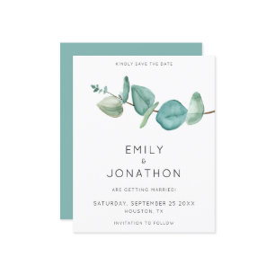 Budget Eucalyptus Branch Blue Save The Date