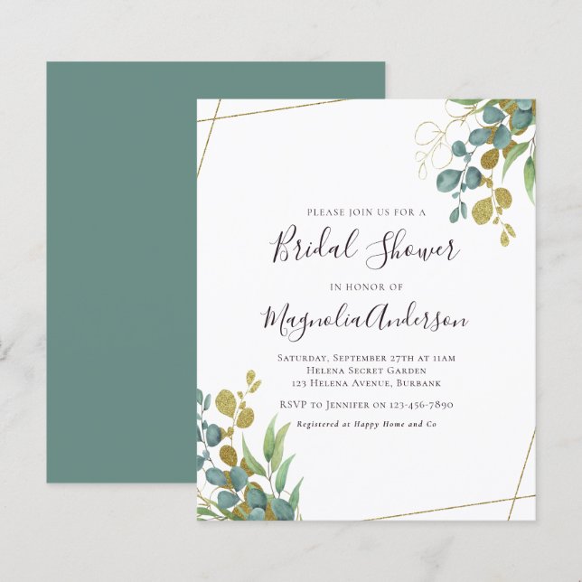 Budget Eucalyptus Bridal Brunch Invitation (Front/Back)