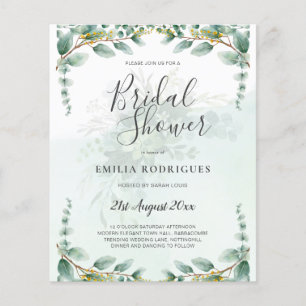 BUDGET Eucalyptus BRIDAL SHOWER Greenery Gold QR C Flyer