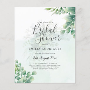 BUDGET Eucalyptus BRIDAL SHOWER Greenery Gold QR C Flyer