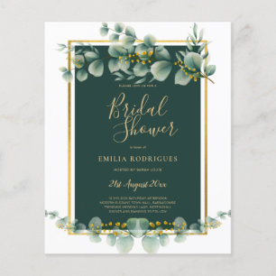 BUDGET Eucalyptus BRIDAL SHOWER Greenery Gold QR C Flyer