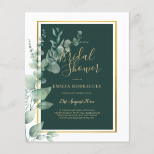 BUDGET Eucalyptus BRIDAL SHOWER Greenery Gold QR C Flyer