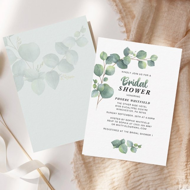 Budget Eucalyptus Bridal Shower Greenery Succulent Card (Eucalyptus Greenery Bridal Shower Invitation Notecard)