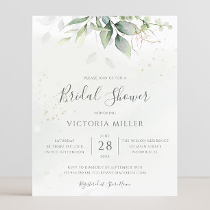 Budget Eucalyptus Bridal Shower Invitation