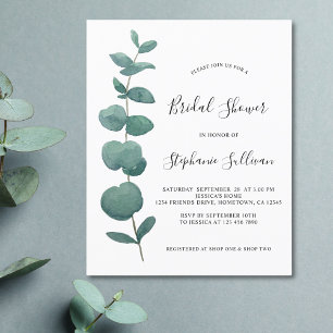 Budget Eucalyptus Bridal Shower Invitation