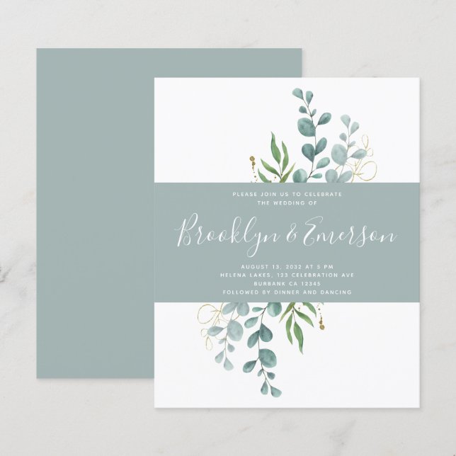 BUDGET Eucalyptus Casual Wedding Invitation (Front/Back)