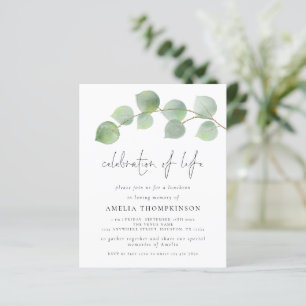 Budget Eucalyptus Celebration Of  Life Invitation