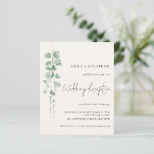 Budget Eucalyptus Cream Wedding Reception Invite