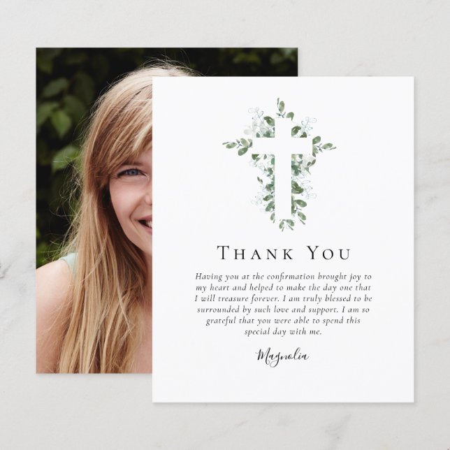 BUDGET Eucalyptus Cross | Confirmation Thank You (Front/Back)