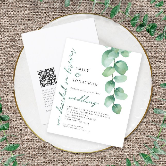 Budget Eucalyptus Decided Forever Wedding Invite (Creator Uploaded)